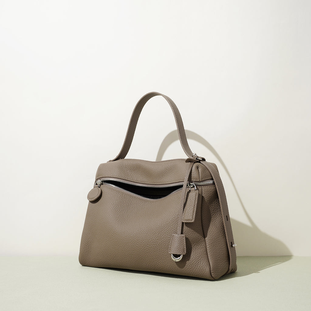 Vintage Leather Box Shoulder Crossbody Bag