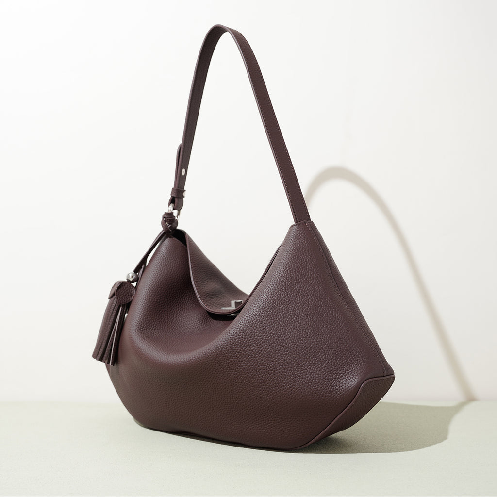 Structured Leather Trapezoid Crossbody Bag