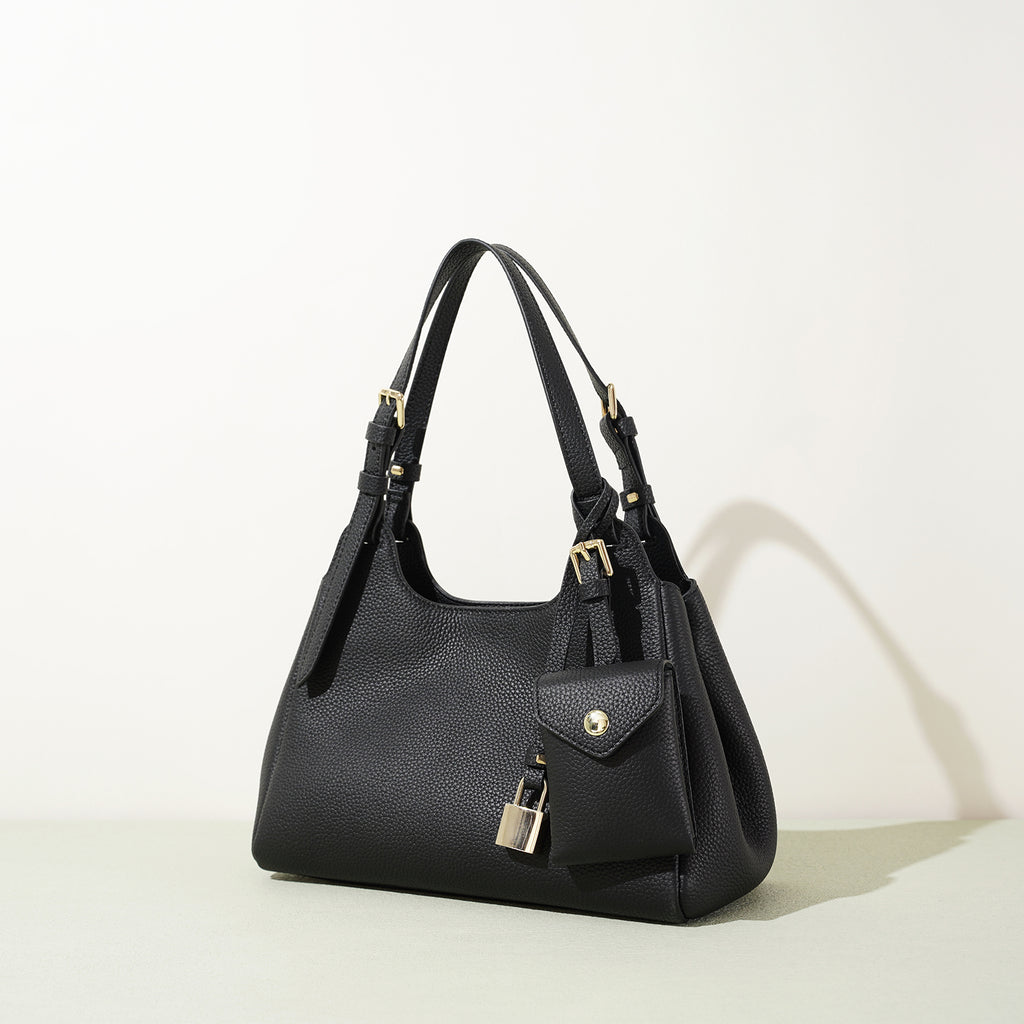 Minimalist Leather Crescent Shoulder Bag