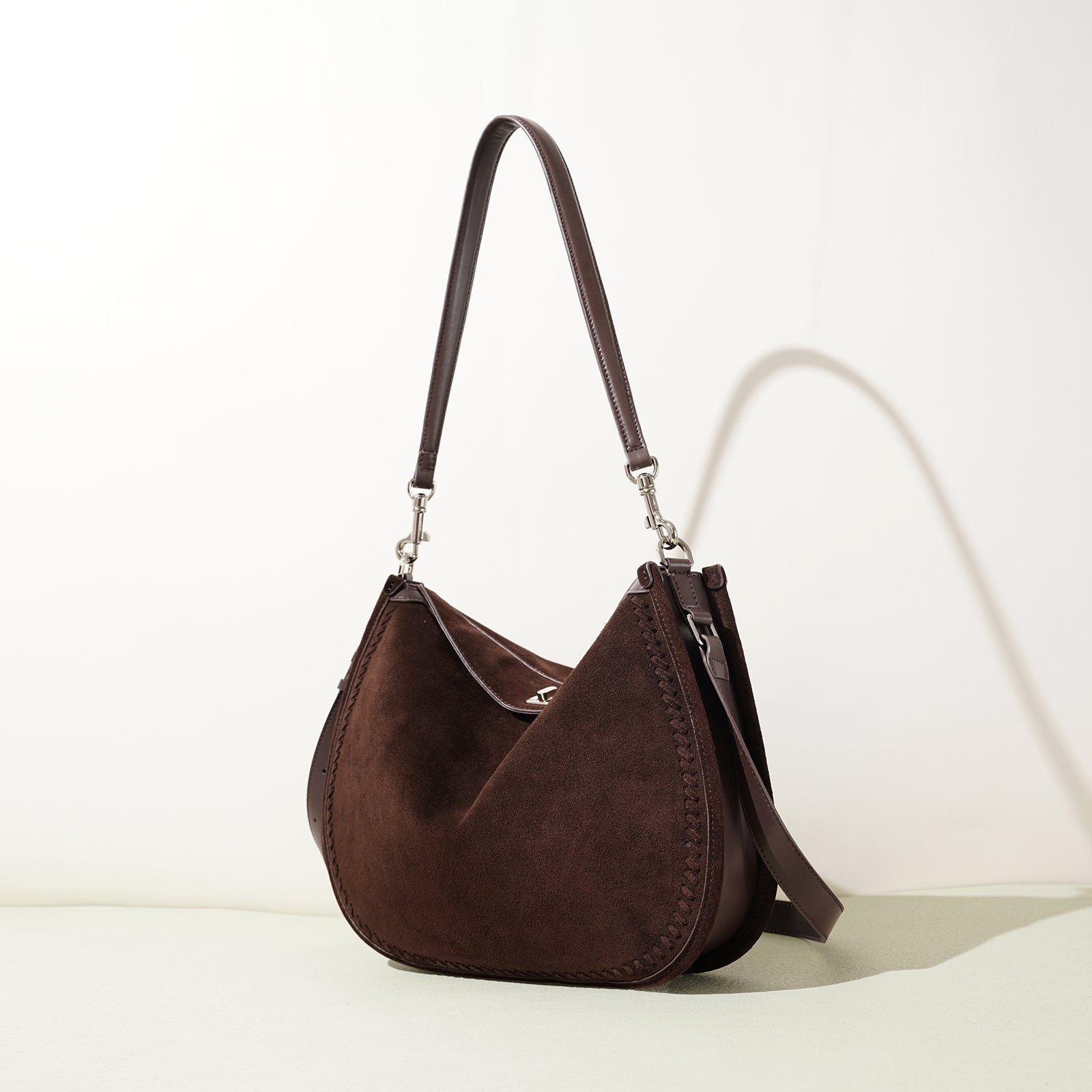 Top Grain Cowhide Suede Accordion Bag