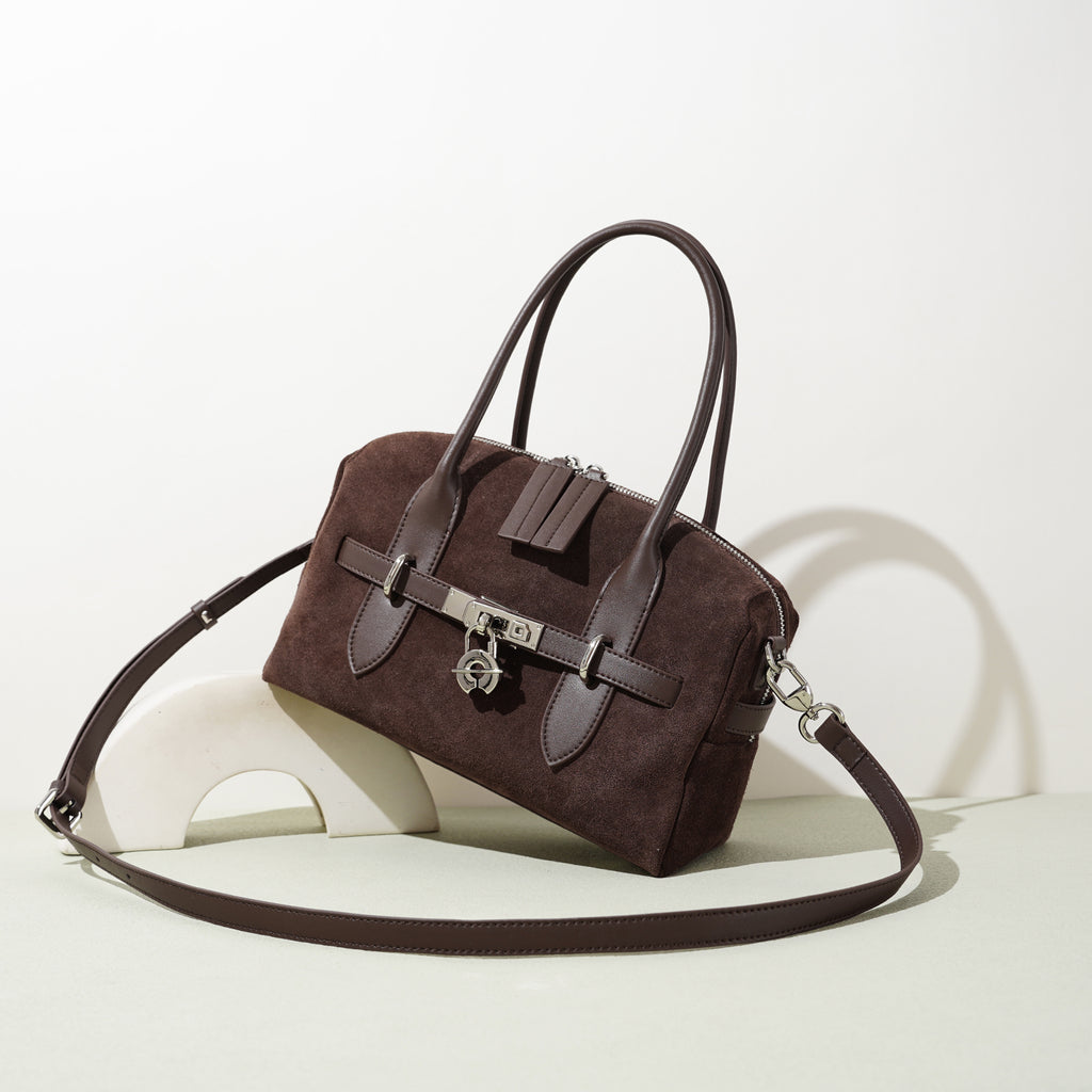 Top Grain Cowhide Suede Accordion Bag