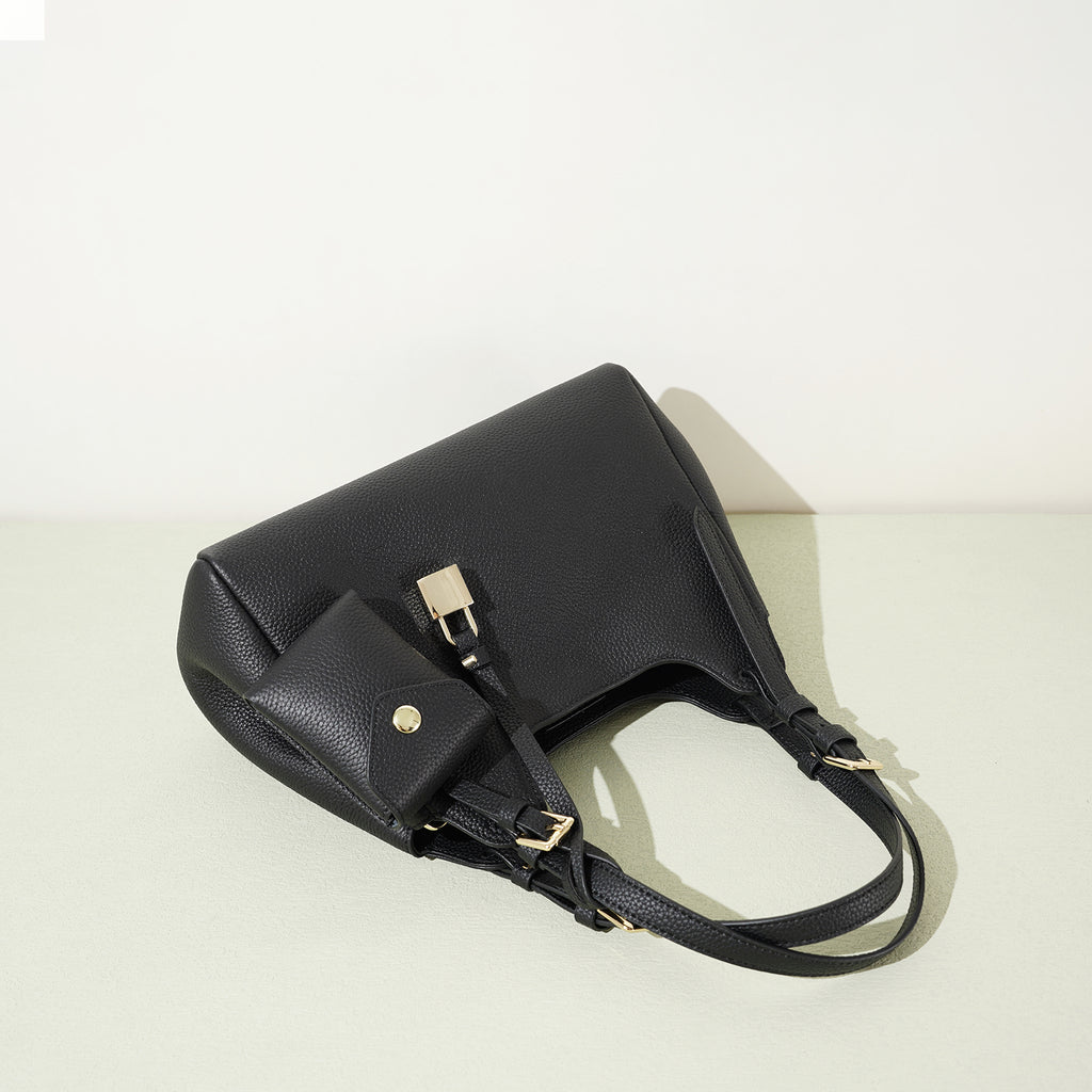 Minimalist Leather Crescent Shoulder Bag