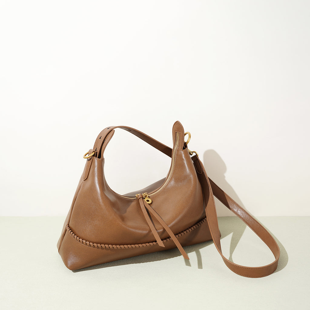 Leather Microfiber Saddle Crossbody Bag