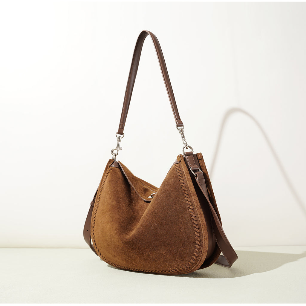 Top Grain Cowhide Suede Accordion Bag