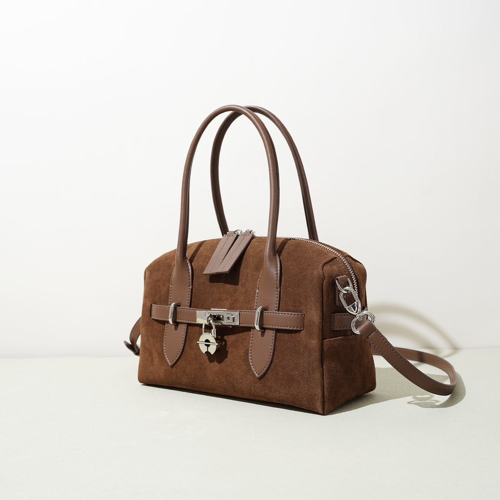 Top Grain Cowhide Suede Accordion Bag