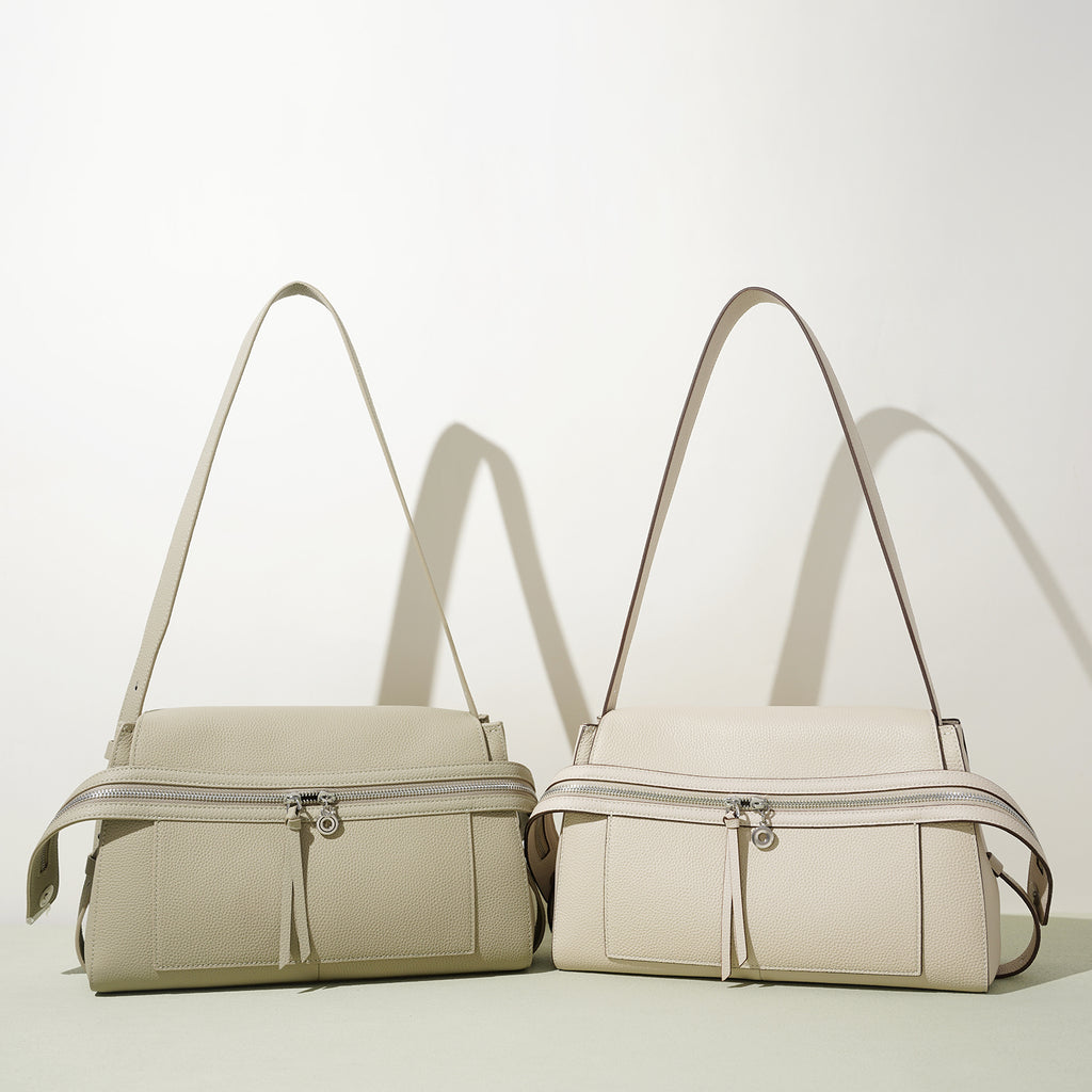 Large Leather Commuter Tote Handbag