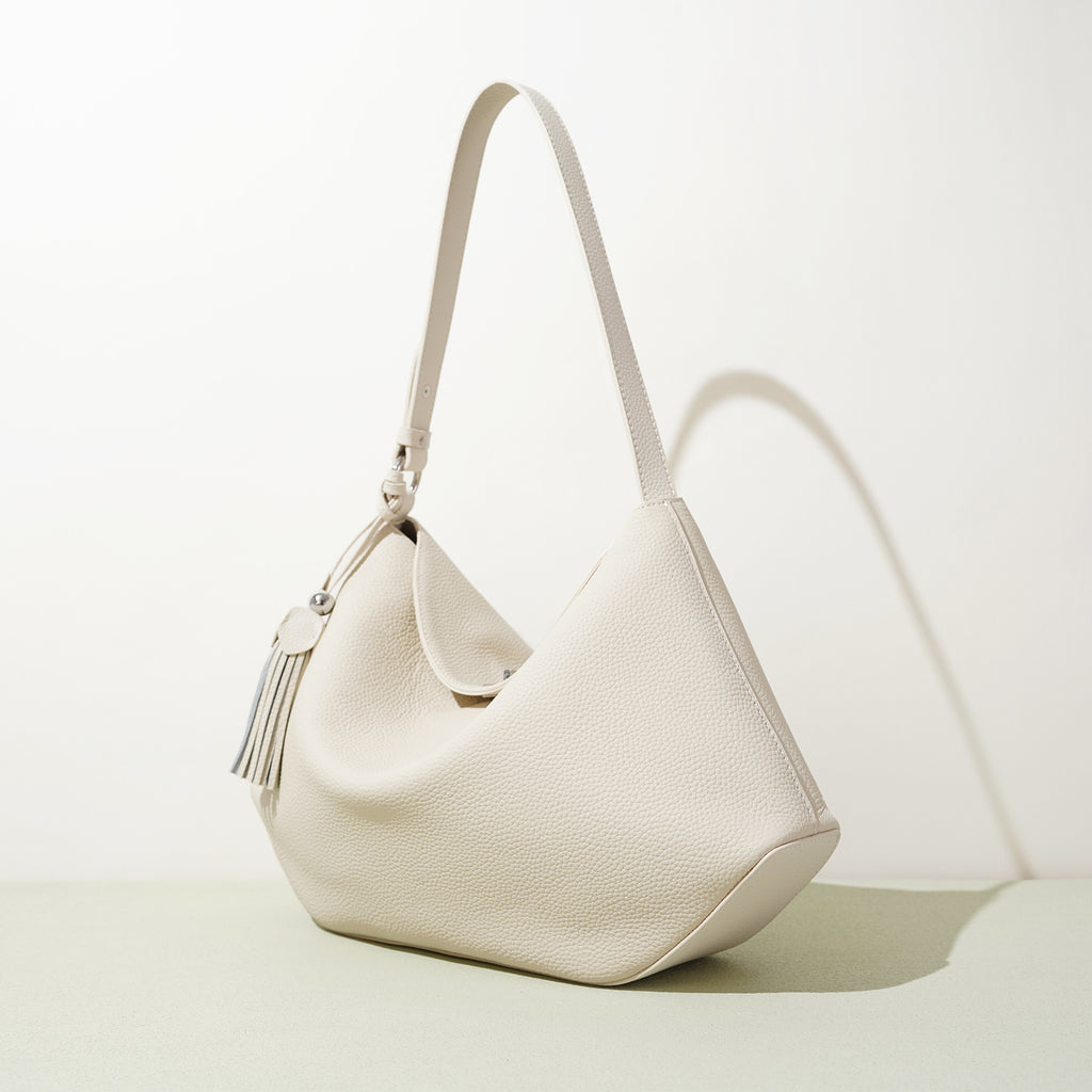 Structured Leather Trapezoid Crossbody Bag