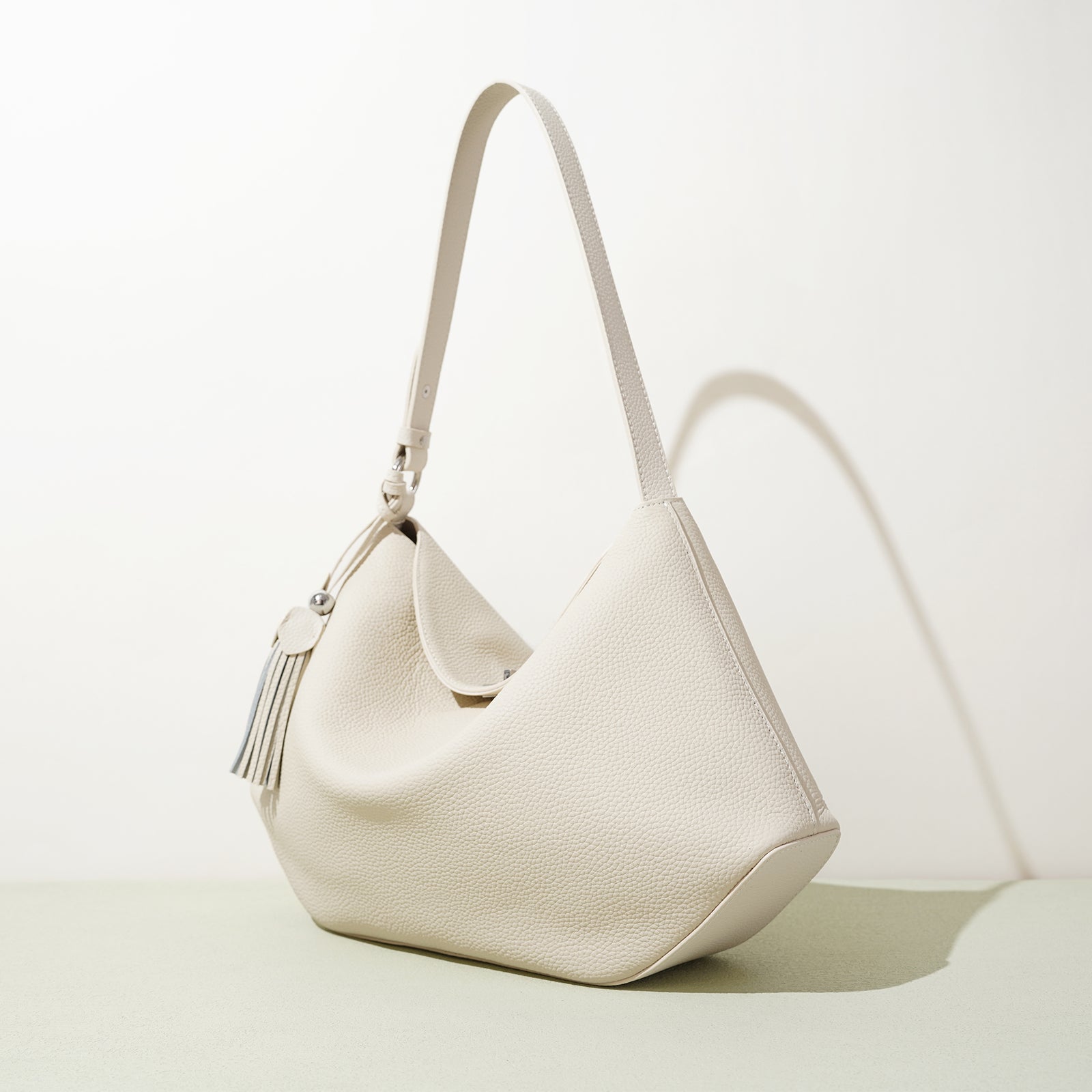 Structured Leather Trapezoid Crossbody Bag