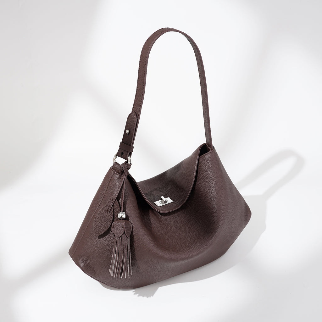 Structured Leather Trapezoid Crossbody Bag