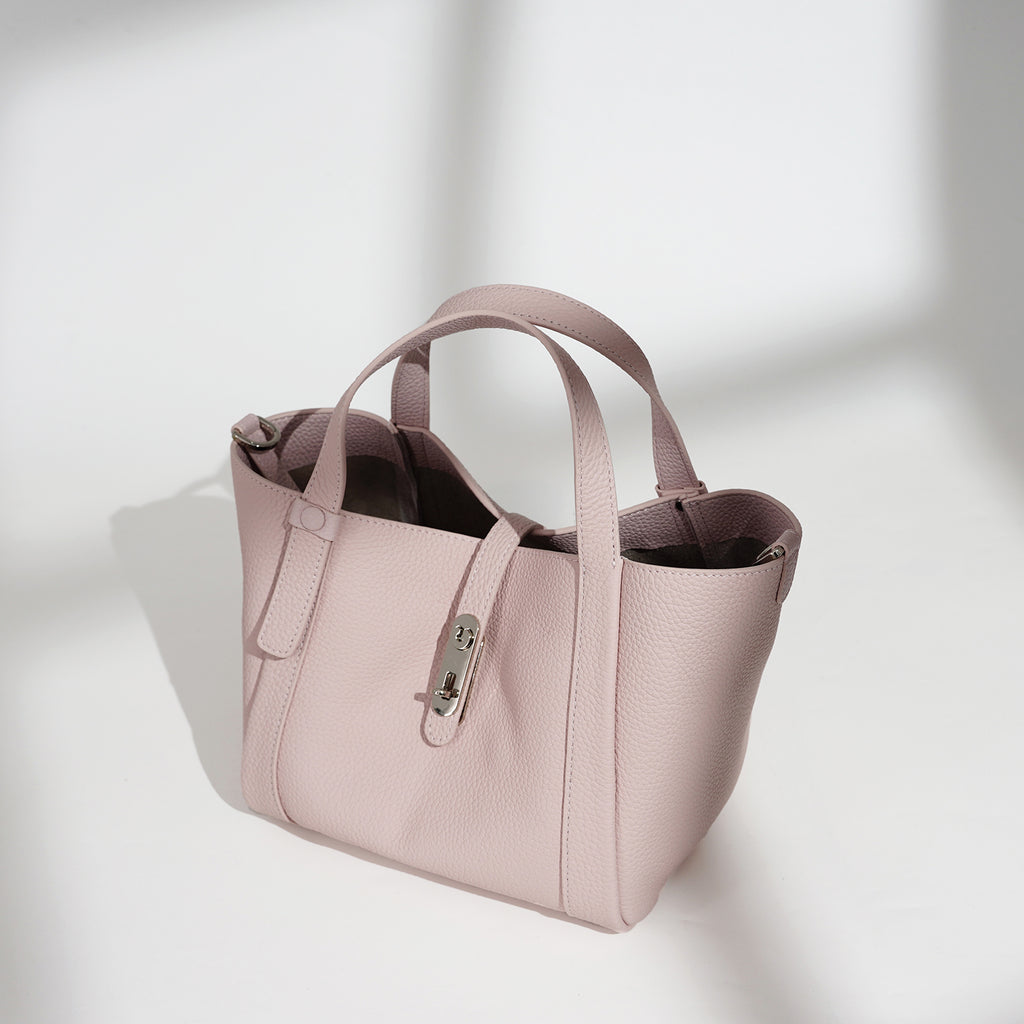 Structured Leather Drawstring Bucket Bag