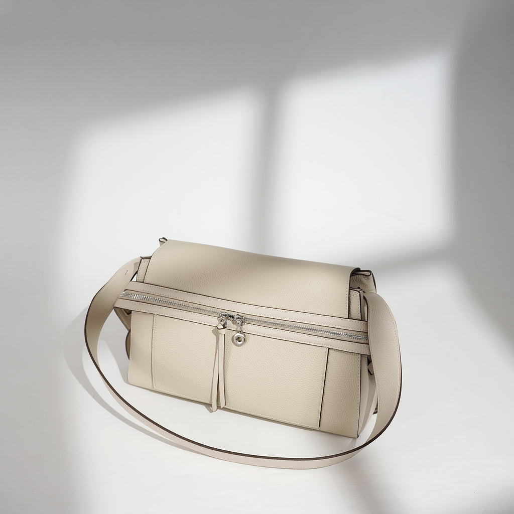 Large Leather Commuter Tote Handbag