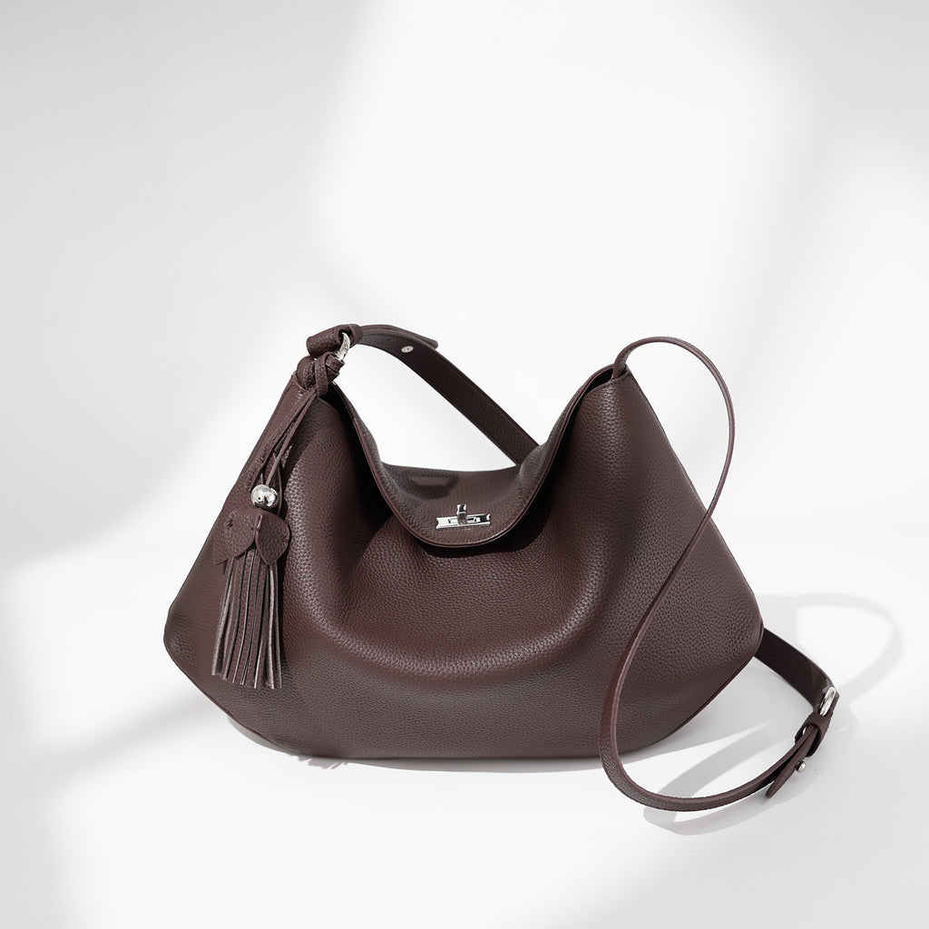 Structured Leather Trapezoid Crossbody Bag