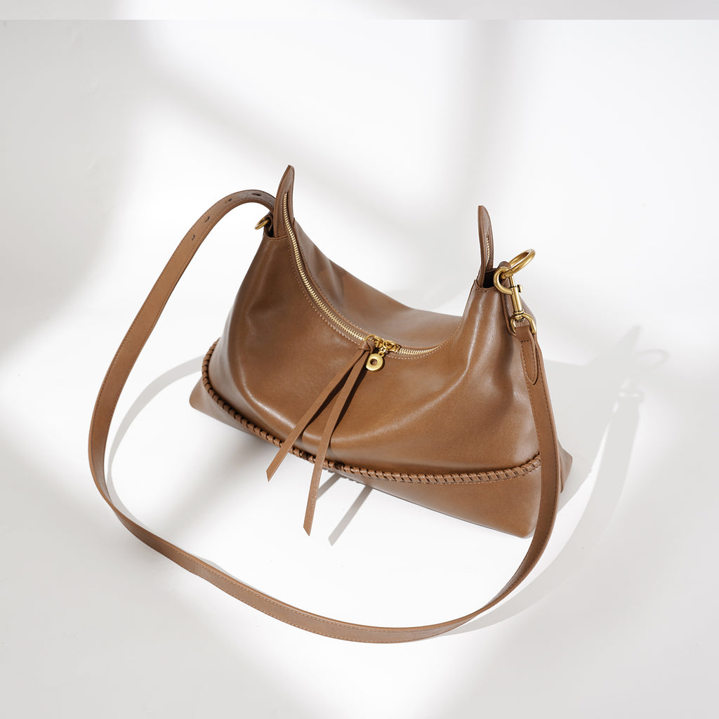 Leather Microfiber Saddle Crossbody Bag