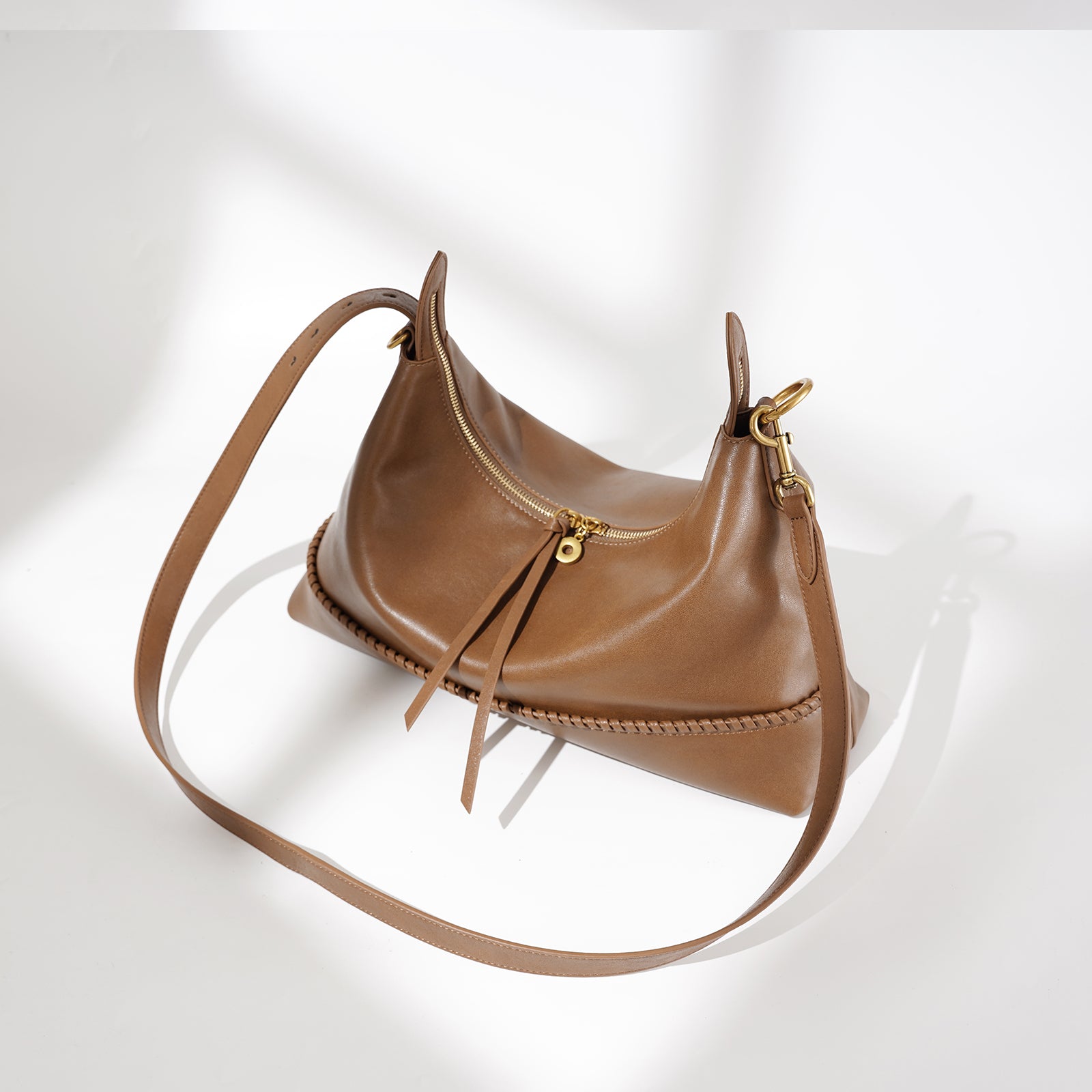 Leather Microfiber Saddle Crossbody Bag