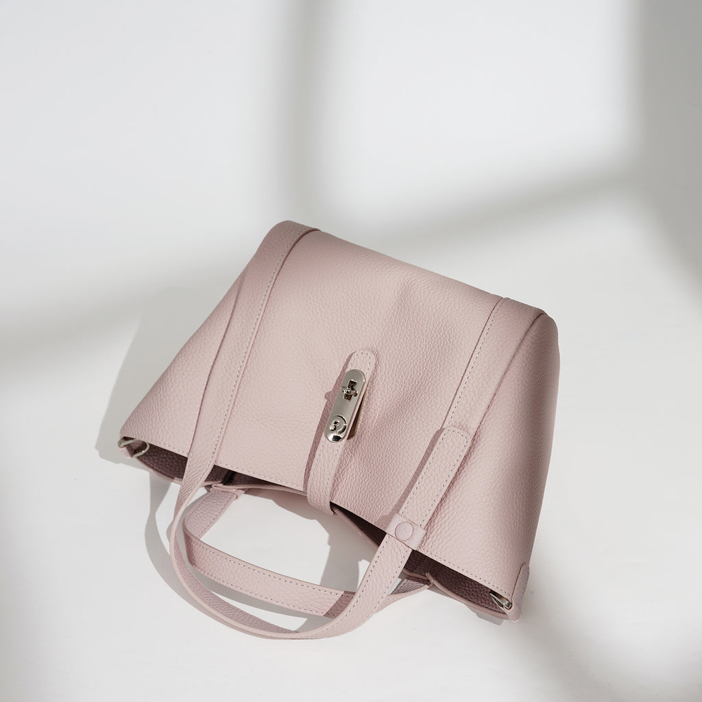 Structured Leather Drawstring Bucket Bag