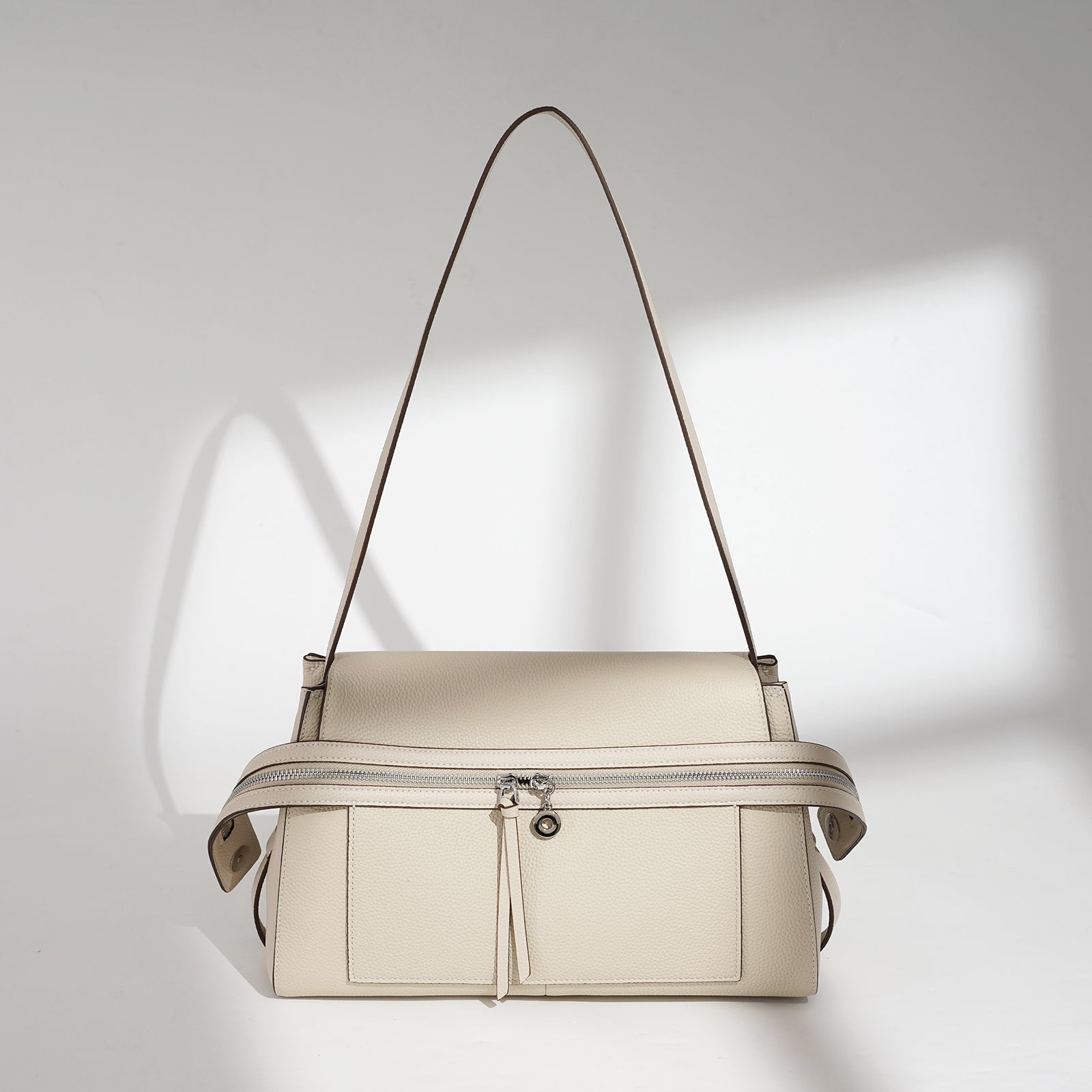 Large Leather Commuter Tote Handbag