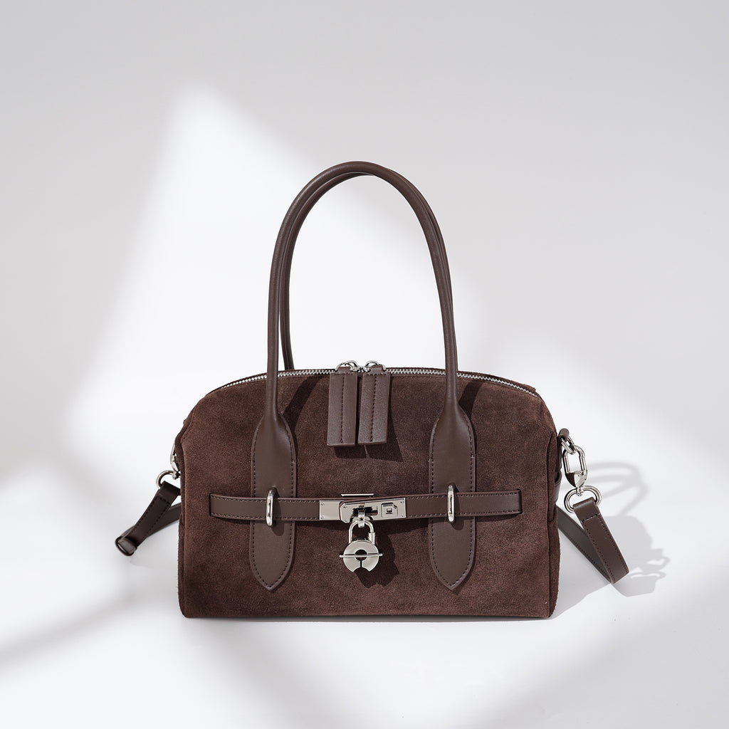 Top Grain Cowhide Suede Accordion Bag