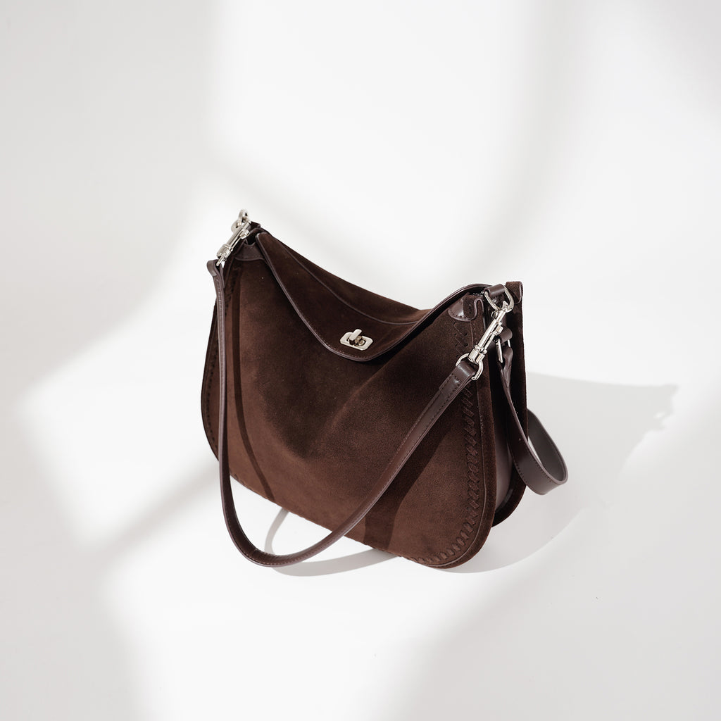 Top Grain Cowhide Suede Accordion Bag