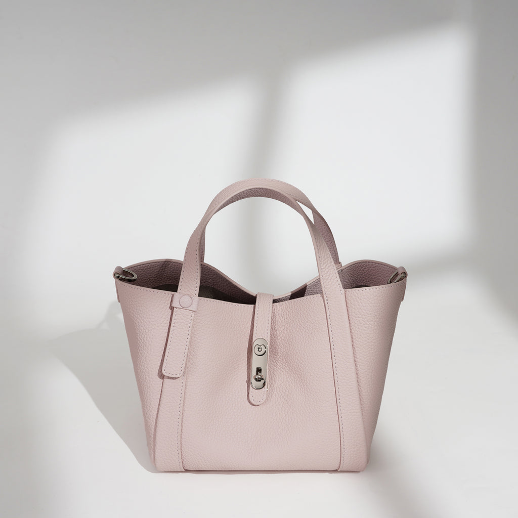 Structured Leather Drawstring Bucket Bag