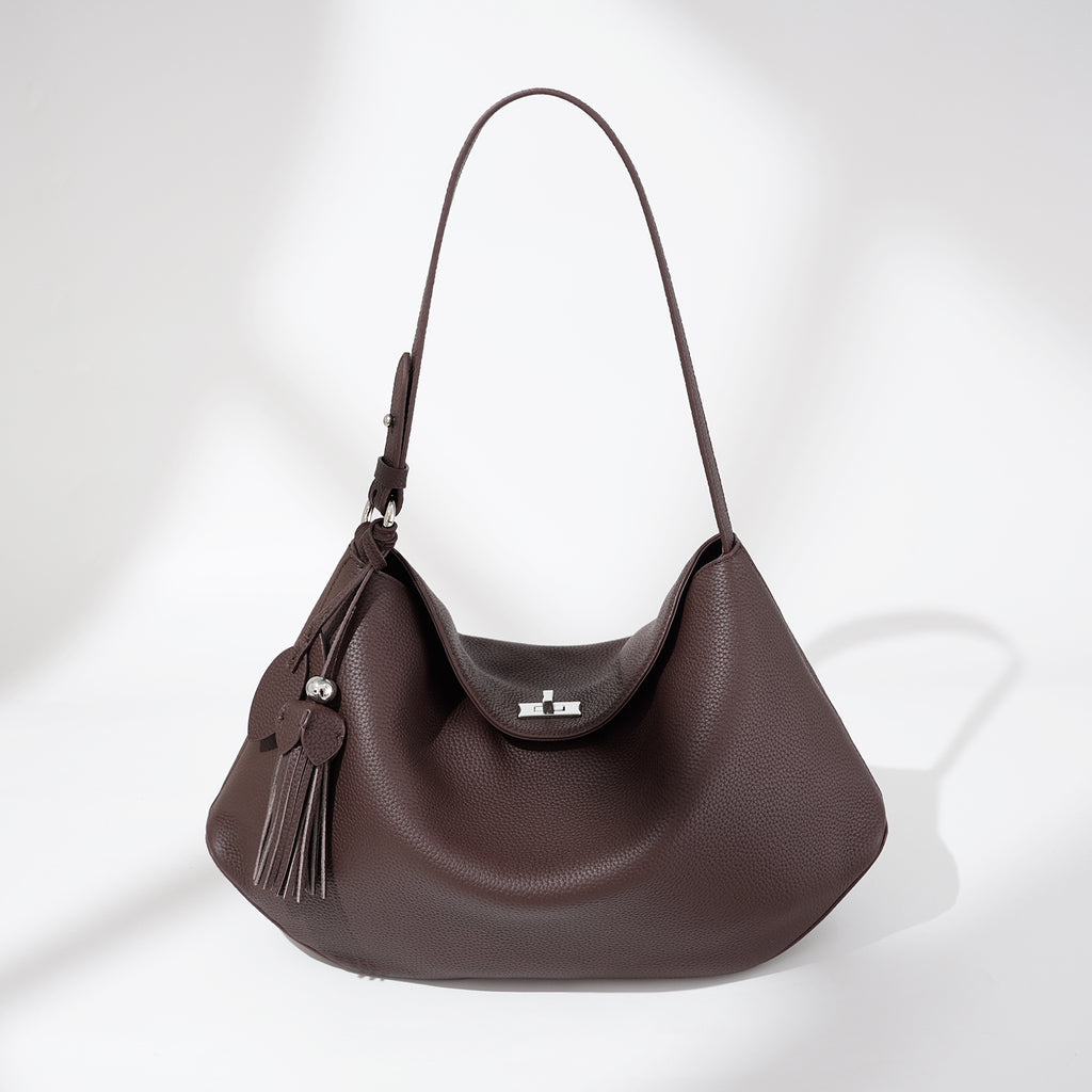 Structured Leather Trapezoid Crossbody Bag