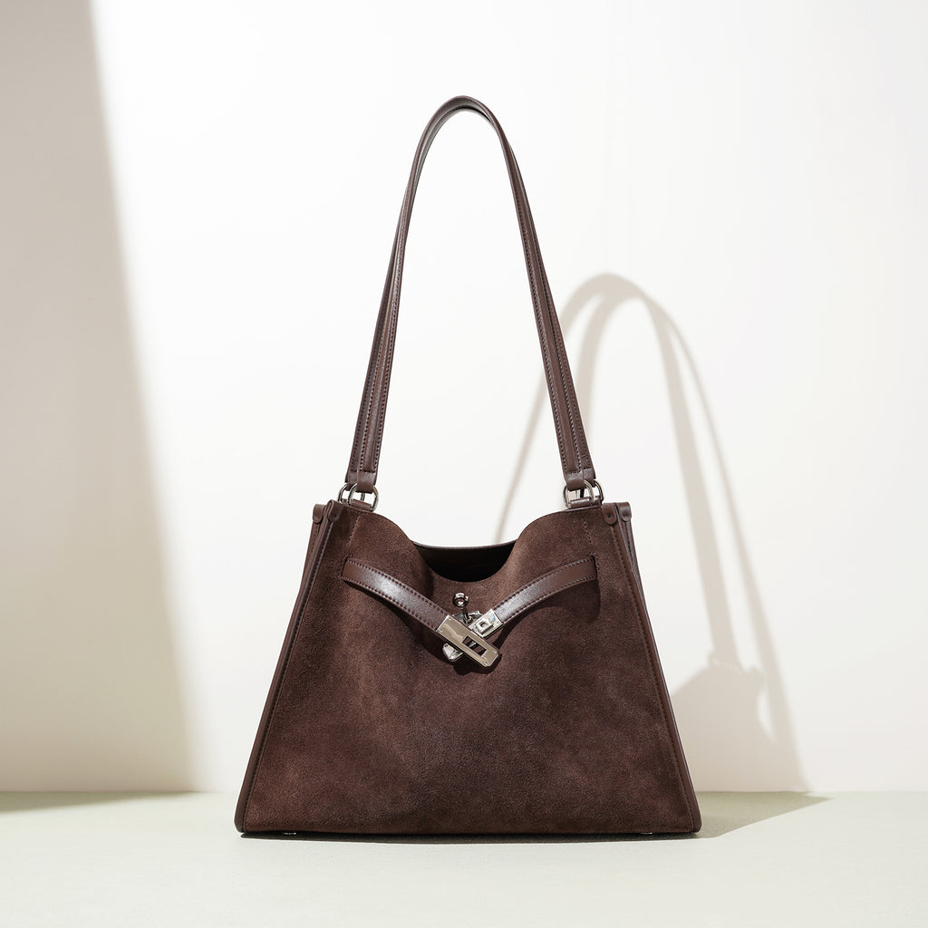 Top Grain Cowhide Suede Hobo Tote
