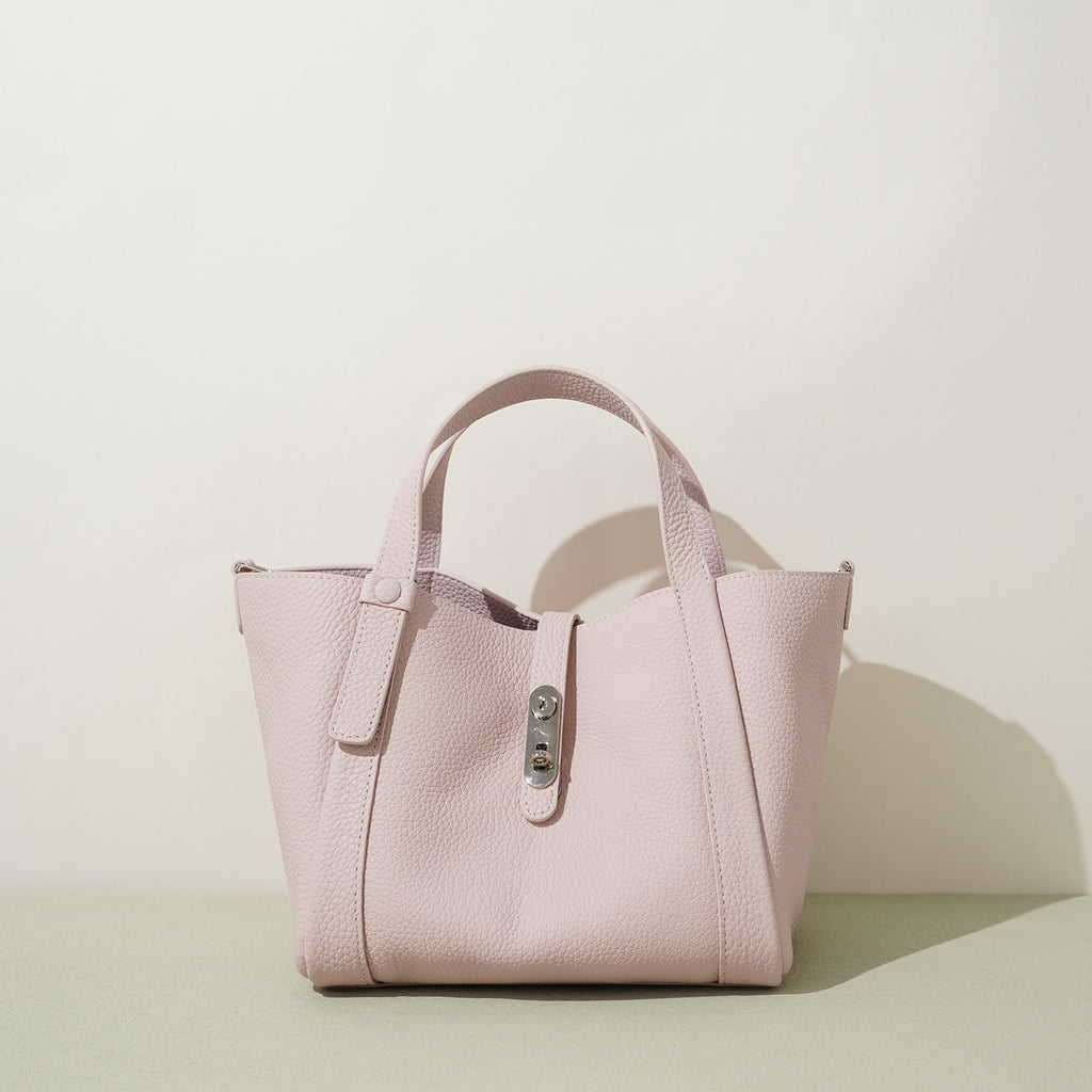 Structured Leather Drawstring Bucket Bag