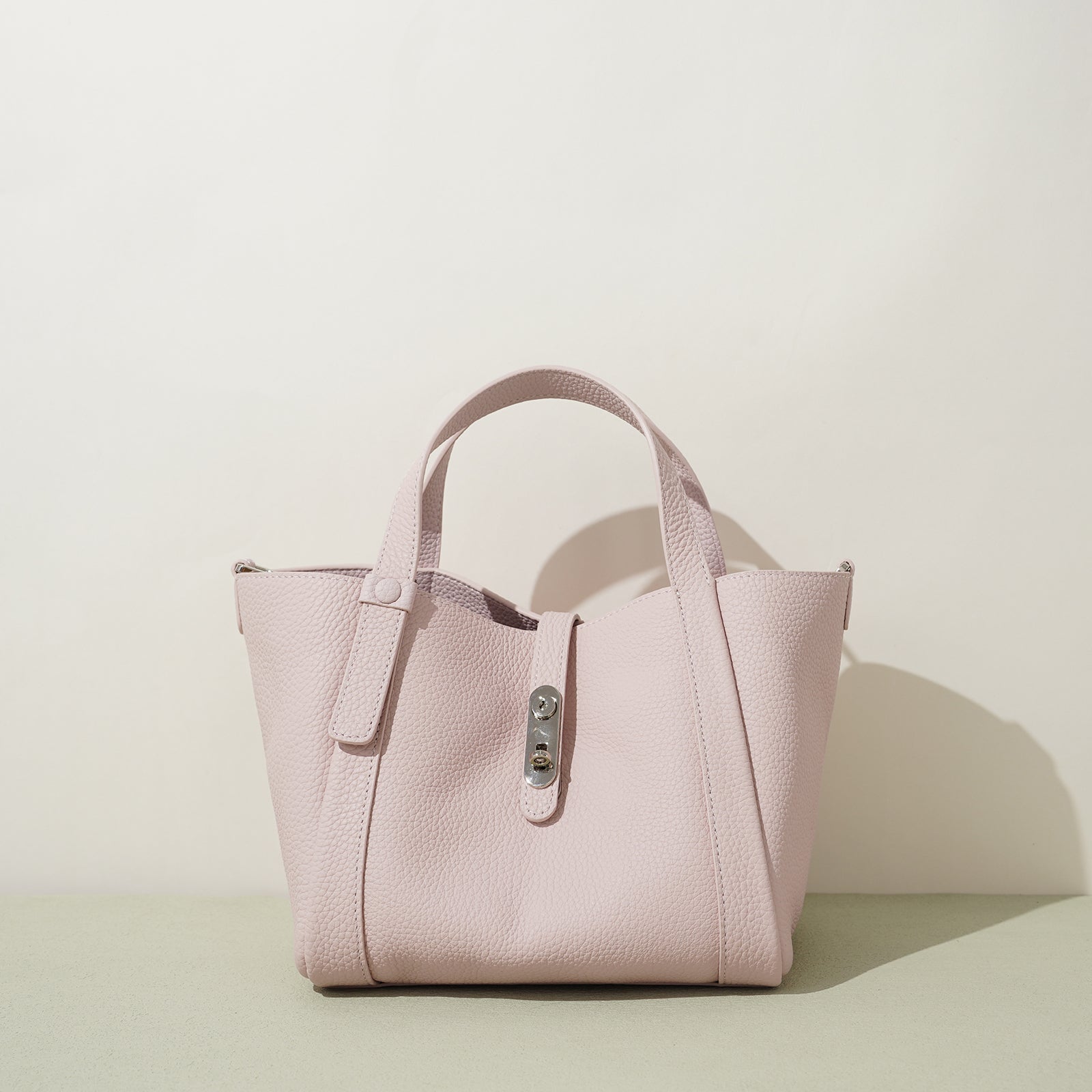 Structured Leather Drawstring Bucket Bag