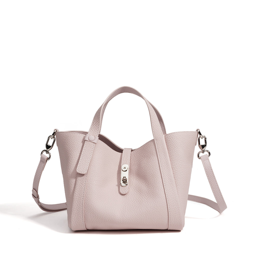 Structured Leather Drawstring Bucket Bag