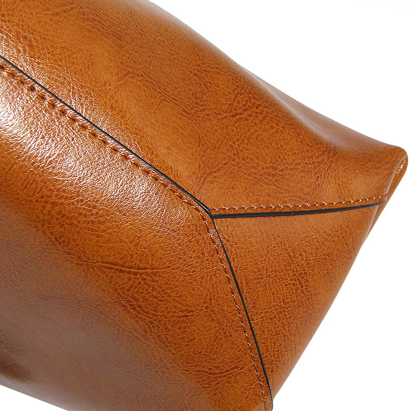 Structured Waxed Leather Work Tote Bag