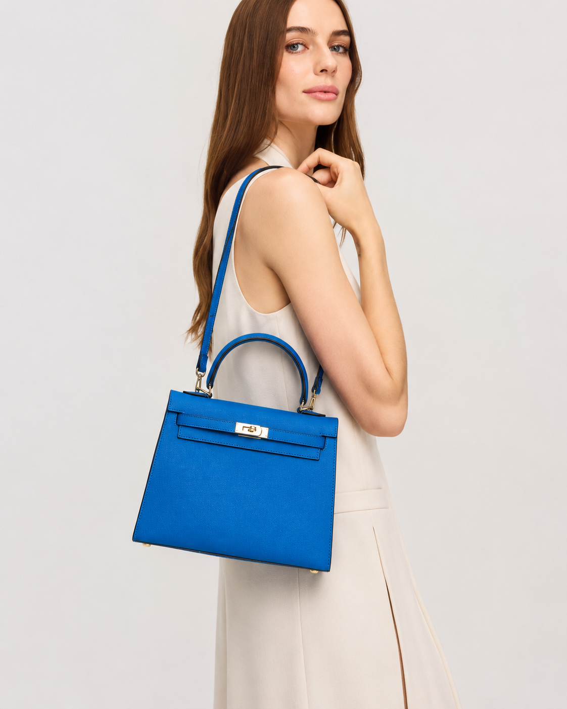 Cobalt Frame Top Handle Bag outfit scenario