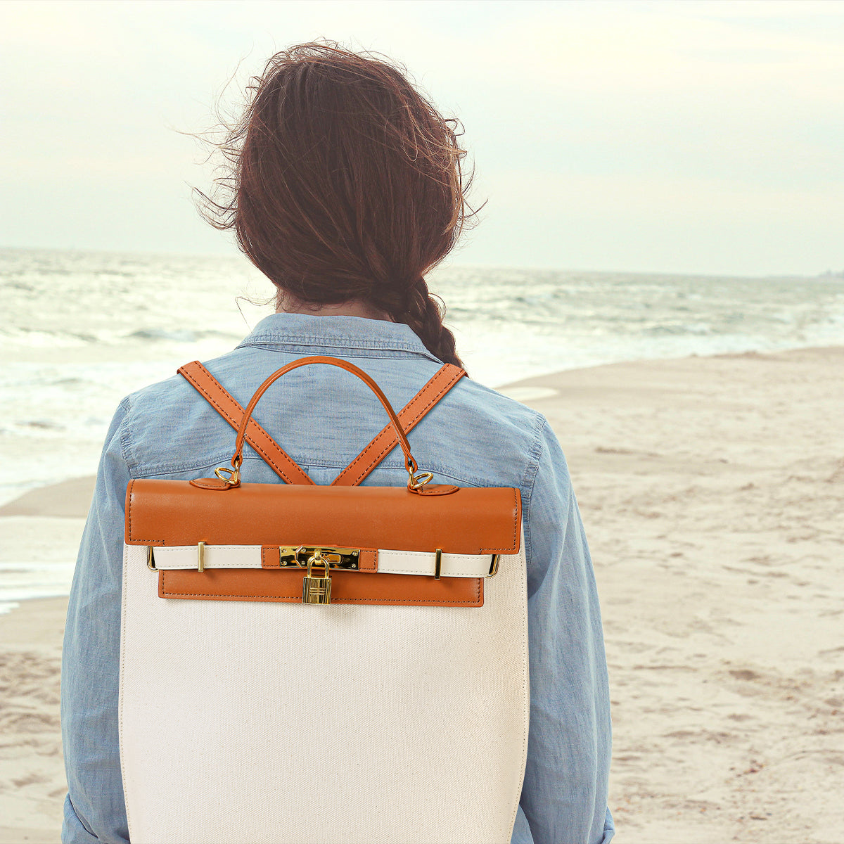 Sinfonia-Women Linen BEIGE Shoulder Bag