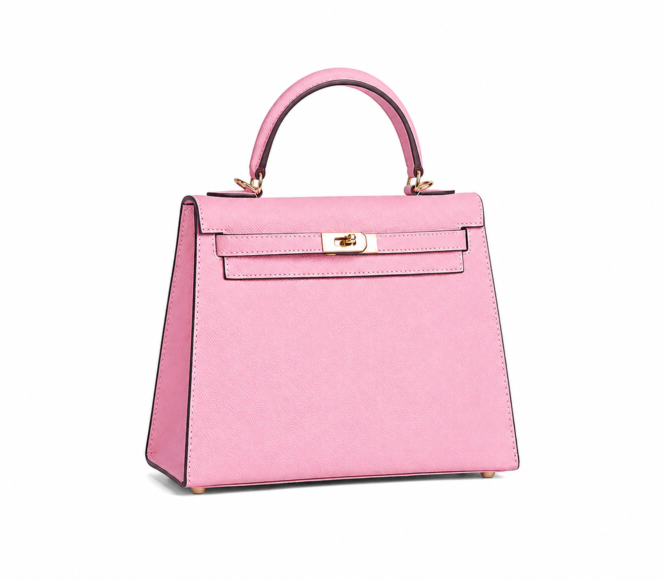 Petal Pink Structured Top Handle Bag