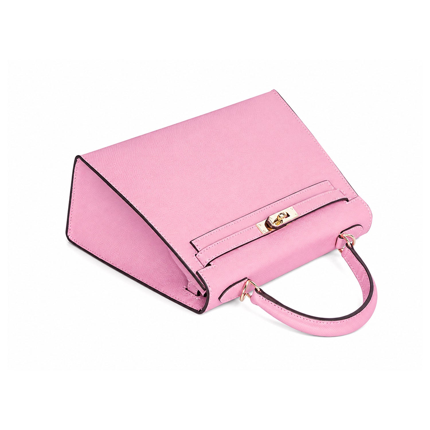 Petal Pink Structured Top Handle Bag