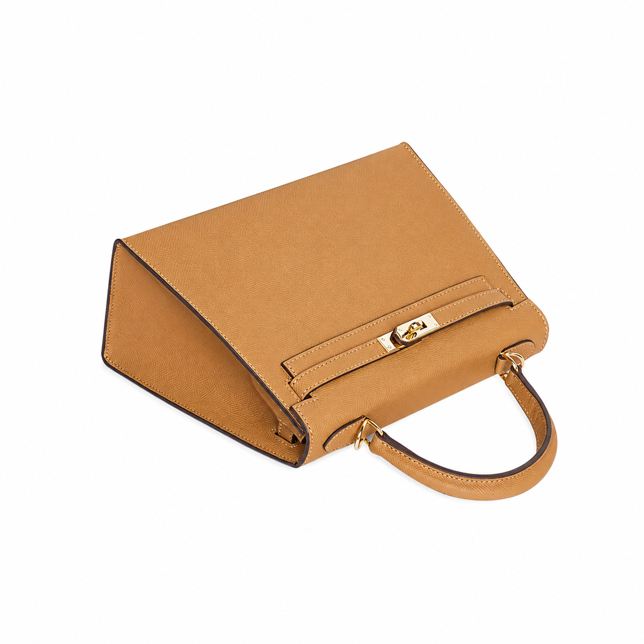 Biscuit Gold-Lock Top Handle Bag