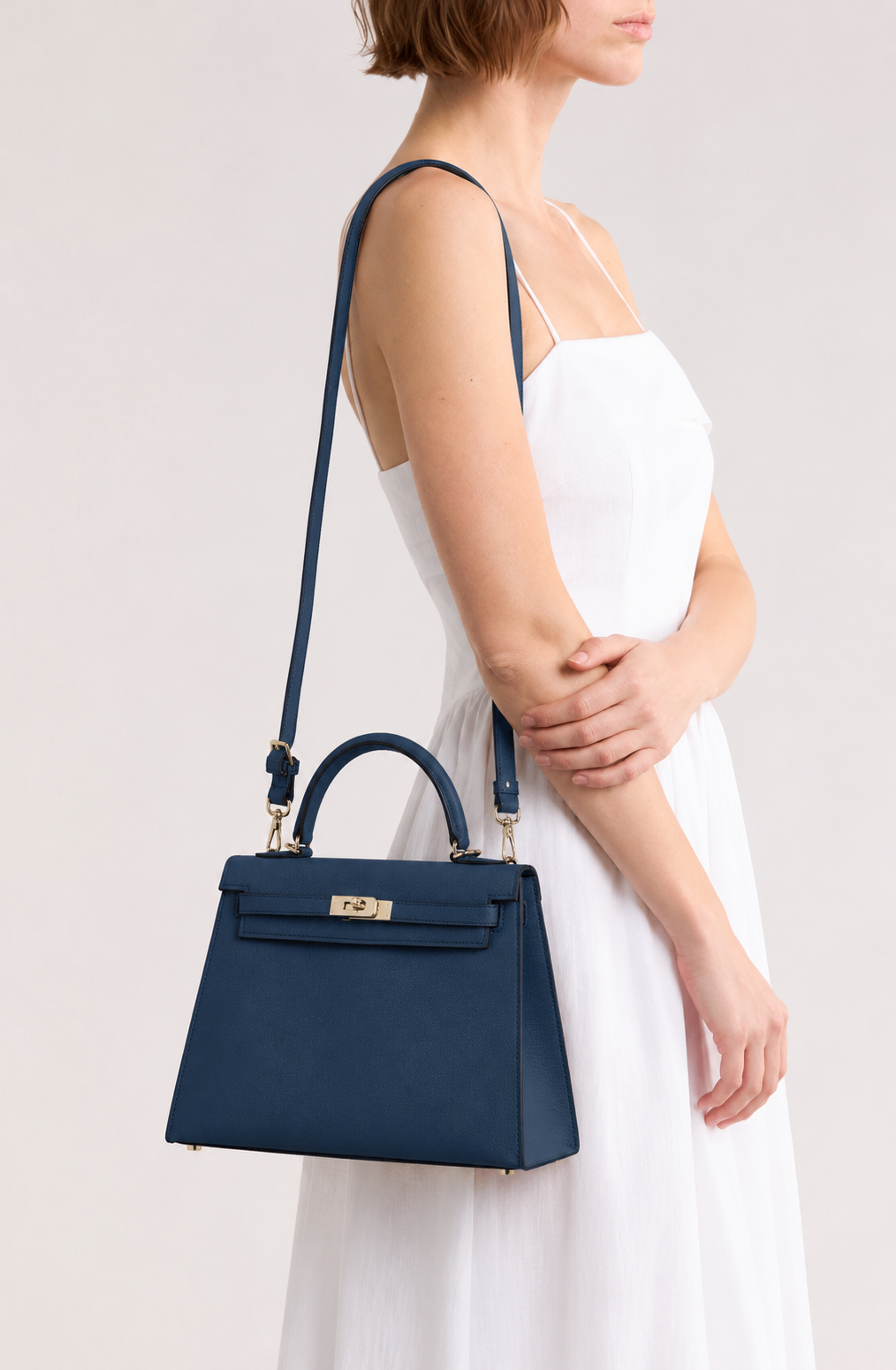 Midnight Blue Structured Top Handle outfit scenario