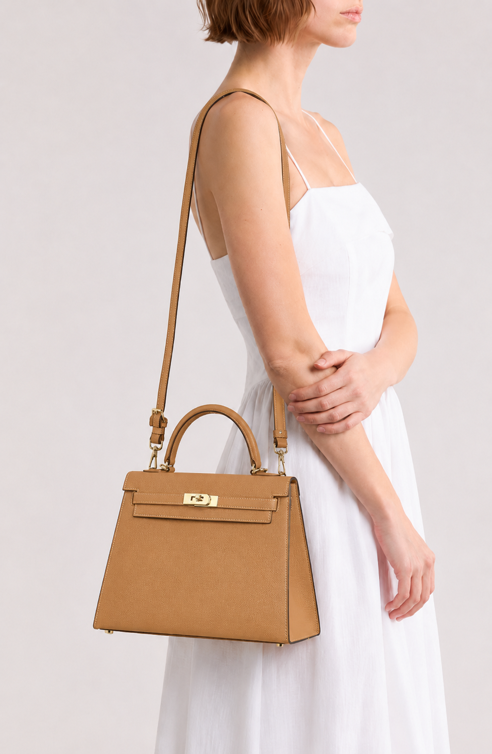 Biscuit Gold-Lock Top Handle Bag outfit scenario