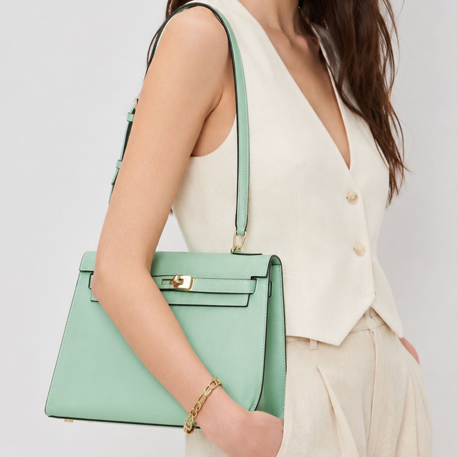 Sage Lock Top Handle Bag