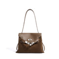 Leather and Suede Mixed Boston Handbag