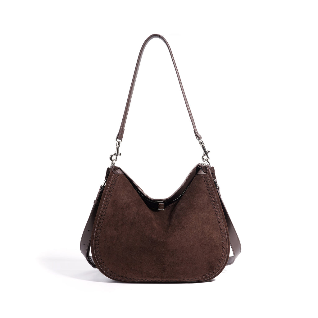 Top Grain Cowhide Suede Accordion Bag