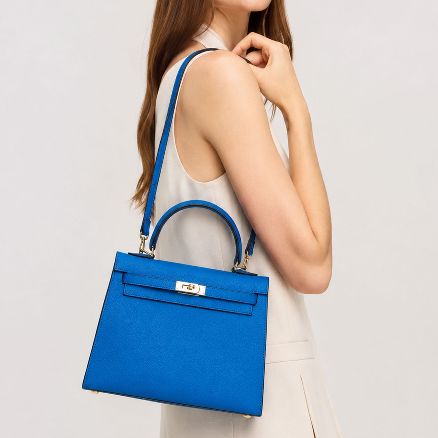 Cobalt Frame Top Handle Bag