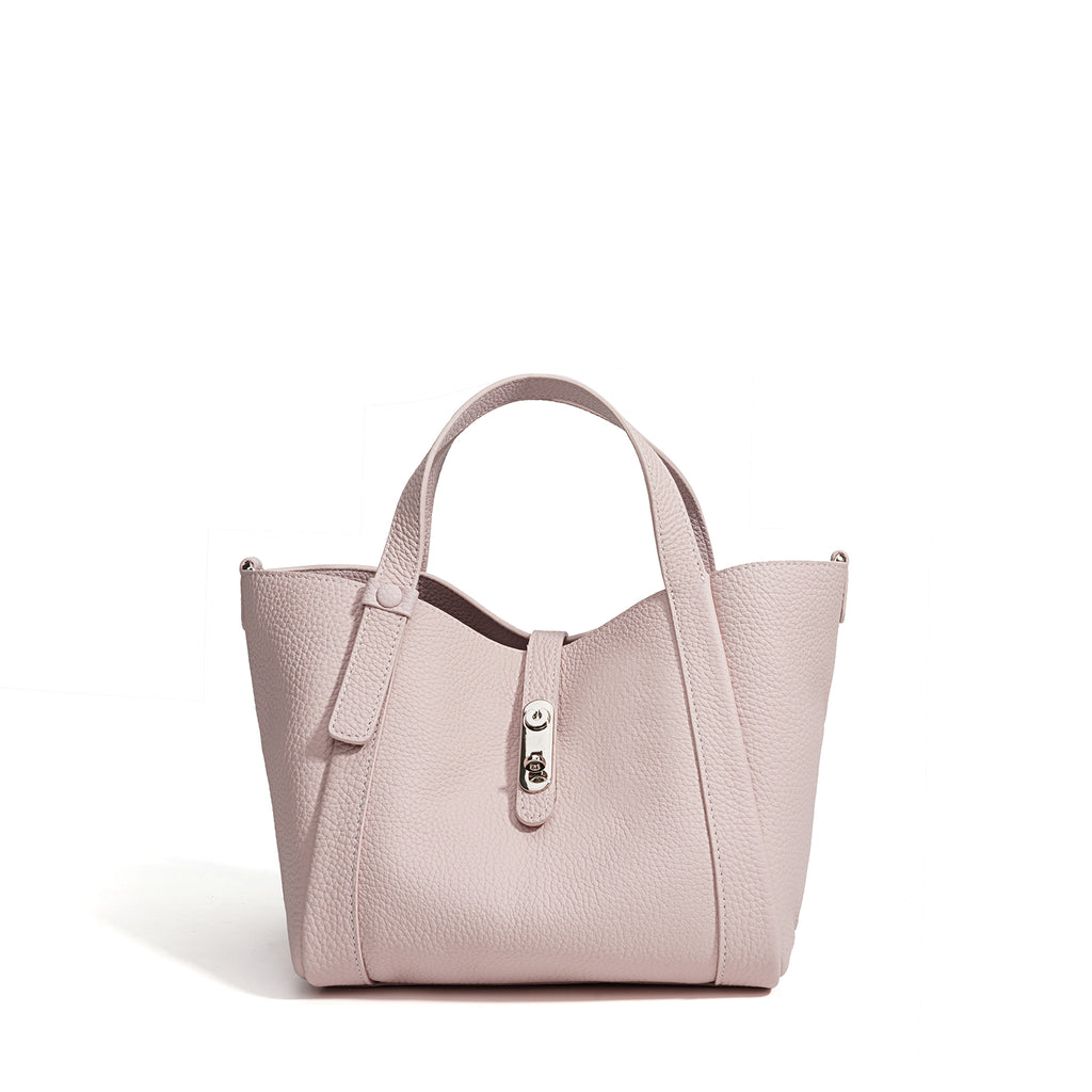 Structured Leather Drawstring Bucket Bag