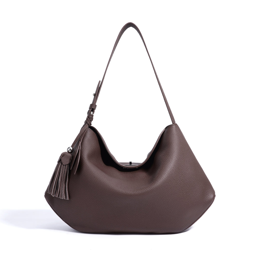 Structured Leather Trapezoid Crossbody Bag