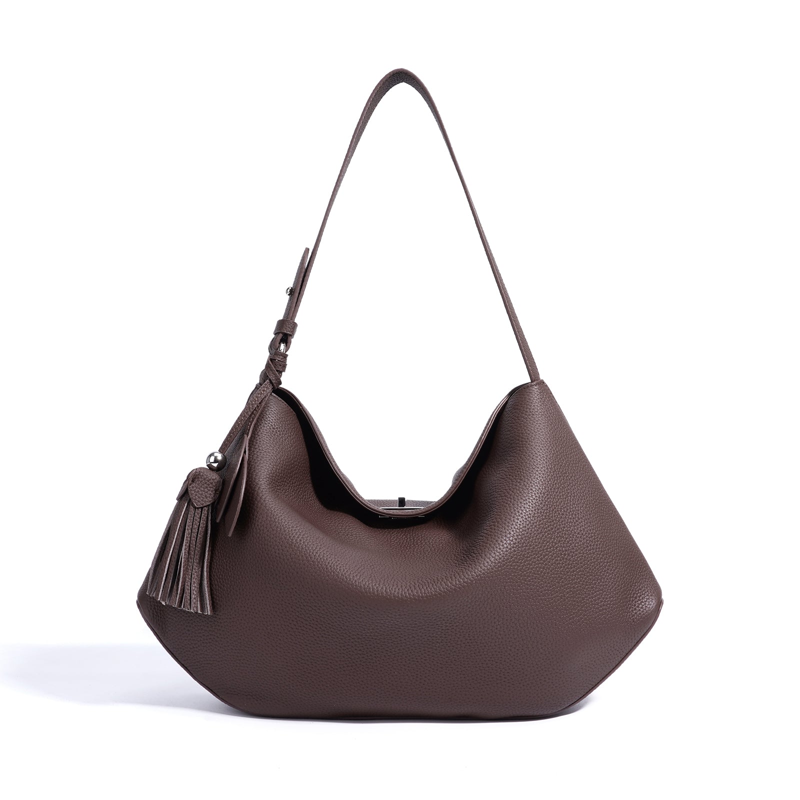 Structured Leather Trapezoid Crossbody Bag