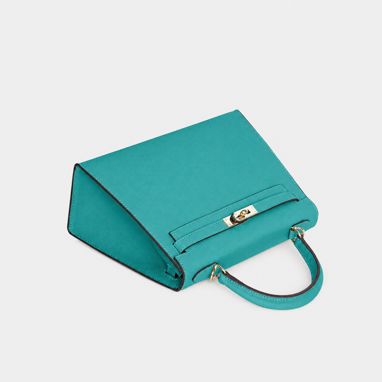 Teal Arc Lock Structured Handle Bag