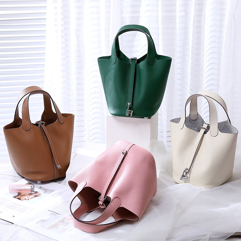 Minimalist Full Grain Leather Bucket Bag