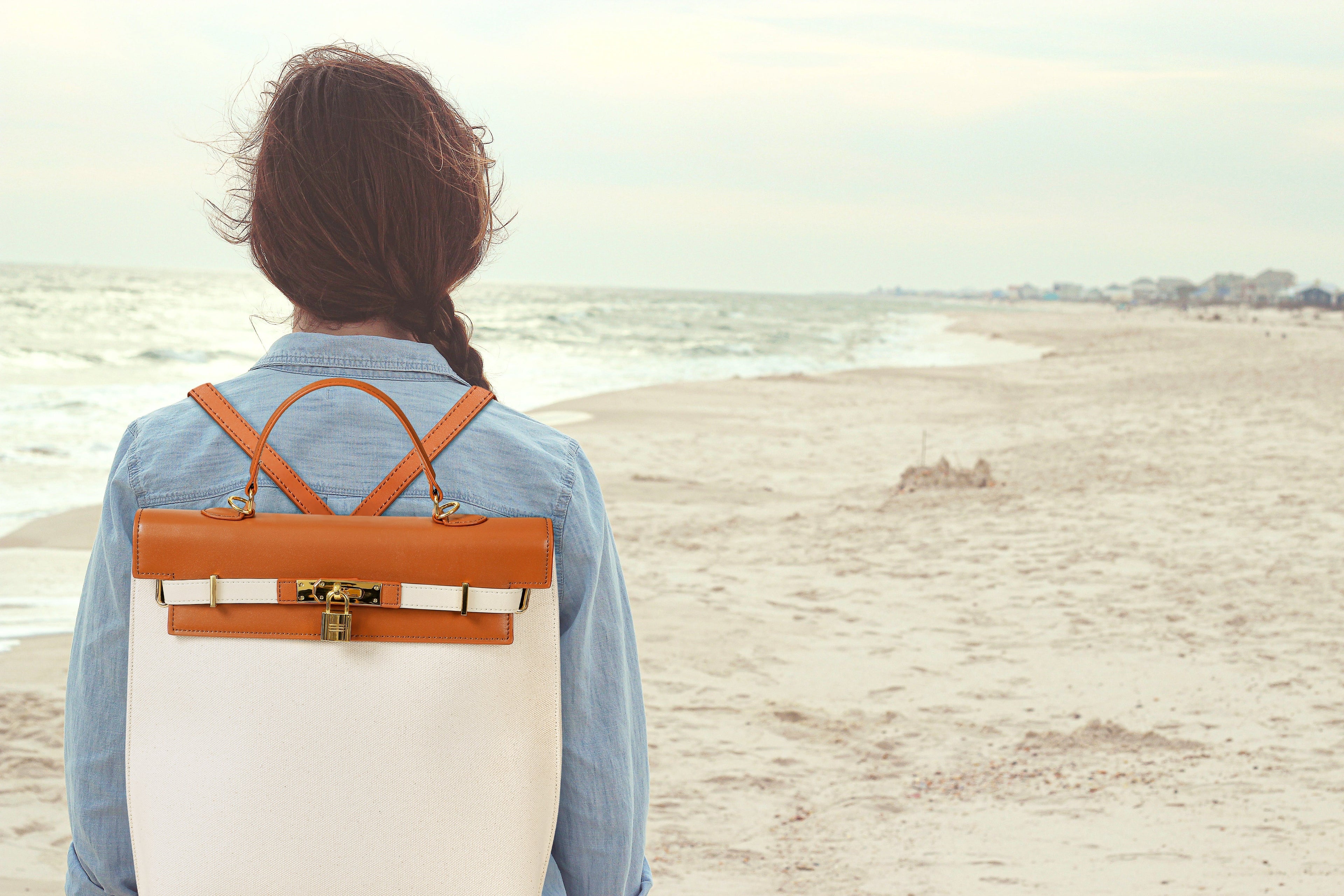 Sinfonia-Women Linen BEIGE Shoulder Bag