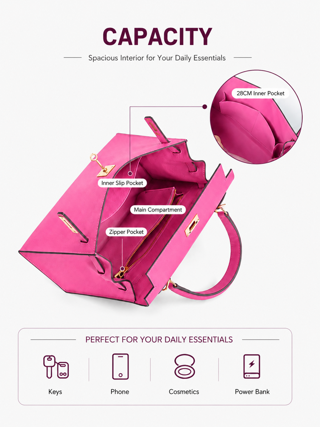 Fuchsia Élan Top Handle Bag outfit scenario