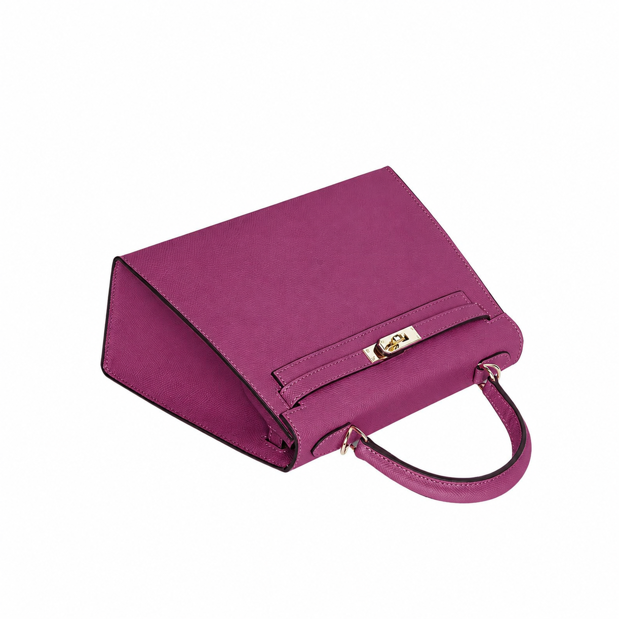 Magenta Lock Top Handle Satchel Bag