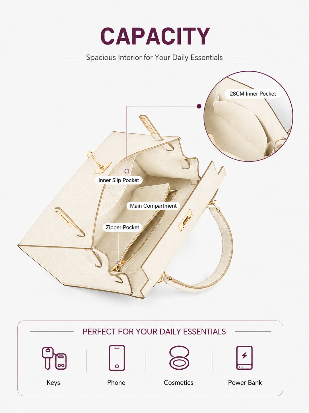 Ivory Lock Top Handle Bag outfit scenario