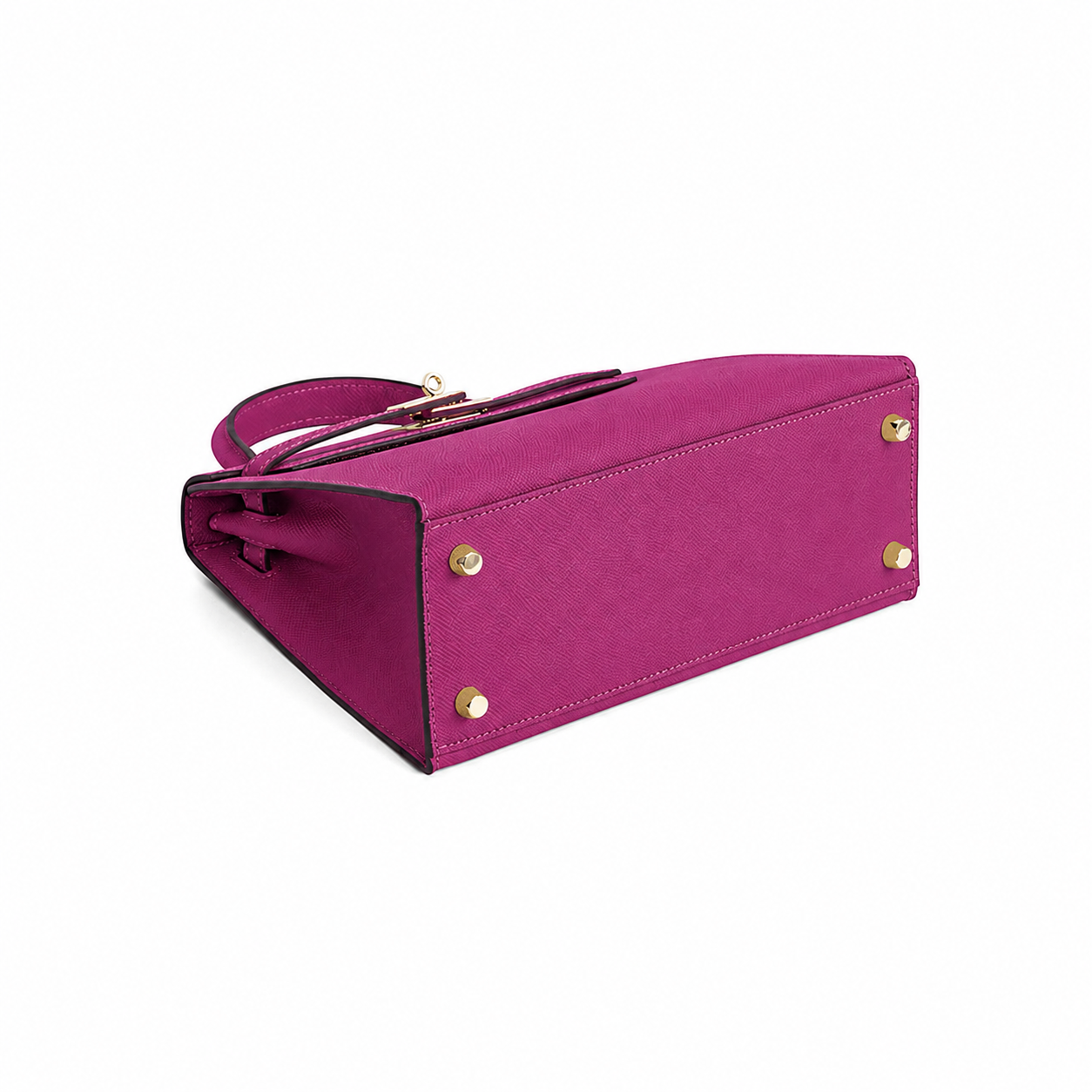 Magenta Lock Top Handle Satchel Bag